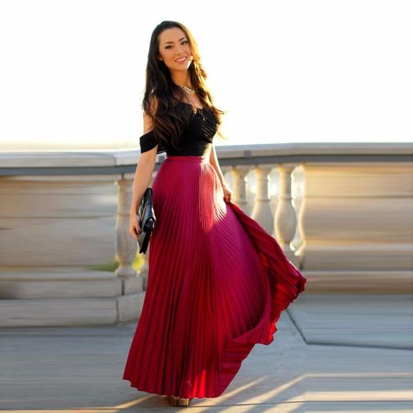 skirts wine red pleated custom made zipper waist a line floor length maxi skirt chiffon long, Black
skirts wine red pleated custom made zipper waist a line floor length maxi skirt chiffon long, Black