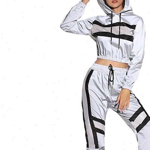 women reflective tracksuits 2 piece outfits hooded crop elastic waist pants tracksuit set, Gray
women reflective tracksuits 2 piece outfits hooded crop elastic waist pants tracksuit set, Gray