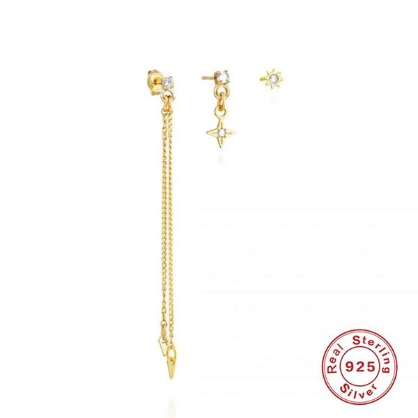 sterling silver asymmetric star sun stud earrings for women hanging long chain tassel zircon eye ear party jewelry, Golden;silver
sterling silver asymmetric star sun stud earrings for women hanging long chain tassel zircon eye ear party jewelry, Golden;silver
