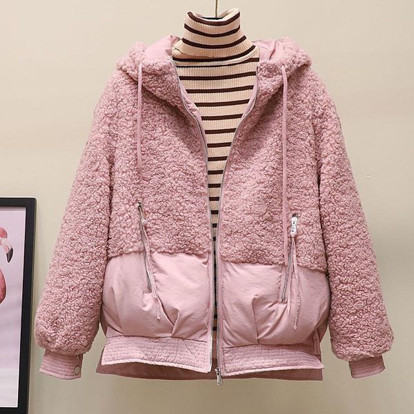 women filling cotton patchwork artificial wool jacket autumn and winter casual style woman parkas female coats women's down &, Black
women filling cotton patchwork artificial wool jacket autumn and winter casual style woman parkas female coats women's down &, Black