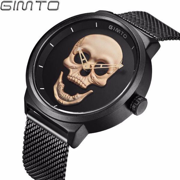 wristwatches fashion skeleton casual men's watches gimto brand black stainless steel gold skull pattern cool stylish quartz male wristw, Slivery;brown
wristwatches fashion skeleton casual men's watches gimto brand black stainless steel gold skull pattern cool stylish quartz male wristw, Slivery;brown