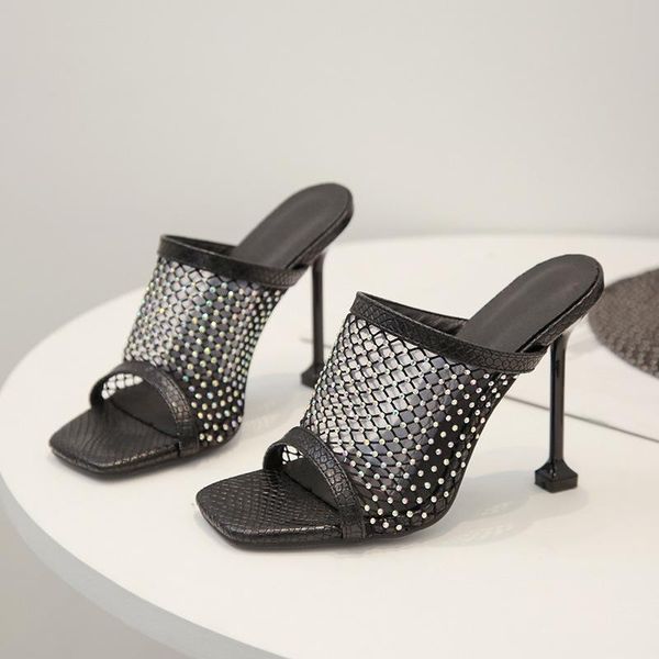 slippers sandals women 2021 europe summer fashion high heels rhinestone half fish mouth fine heel women's shoes, Black
slippers sandals women 2021 europe summer fashion high heels rhinestone half fish mouth fine heel women's shoes, Black
