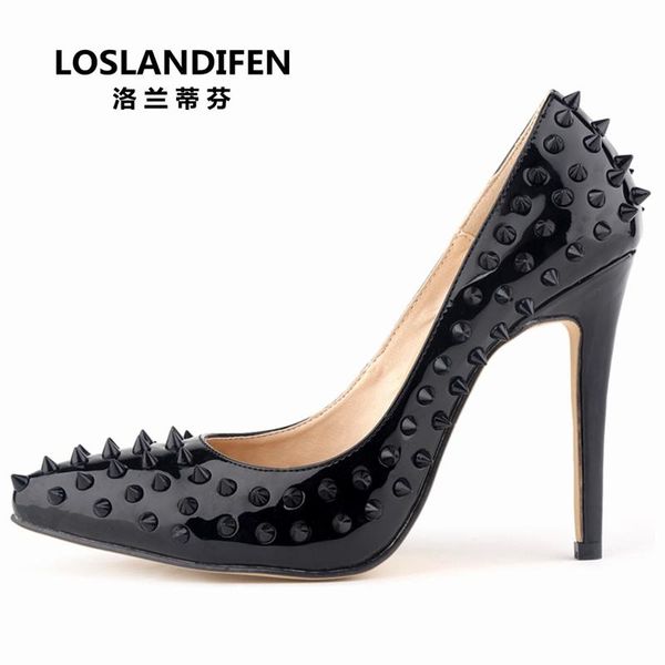 pointed toe matte rivets decorated thin heels 11cm high pumps nightclub large size shoes woman fashion wedding dress, Black
pointed toe matte rivets decorated thin heels 11cm high pumps nightclub large size shoes woman fashion wedding dress, Black
