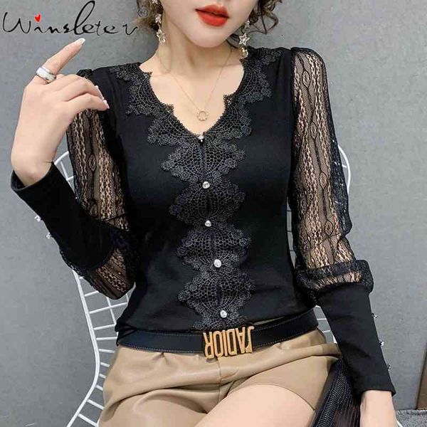 women's t-shirt spring fall korean style girls chic v-neck button pathwork lace women long sleeve hollow out tees t11612, White
women's t-shirt spring fall korean style girls chic v-neck button pathwork lace women long sleeve hollow out tees t11612, White