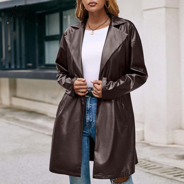 women's trench coats anself women coat pu leather notched collar long sleeve sashes pocket autumn winter jacket windbreaker streetwear, Tan;black
women's trench coats anself women coat pu leather notched collar long sleeve sashes pocket autumn winter jacket windbreaker streetwear, Tan;black
