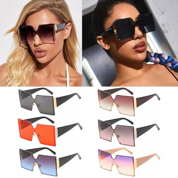 sunglasses oversized square for women fashion rimless frame sun glasses transparent gradient eyewear uv400, White;black
sunglasses oversized square for women fashion rimless frame sun glasses transparent gradient eyewear uv400, White;black