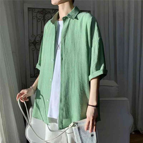 men's casual shirts summer short-sleeved fashion multi-color men streetwear korean loose pleated mens dress nsyn, White;black
men's casual shirts summer short-sleeved fashion multi-color men streetwear korean loose pleated mens dress nsyn, White;black