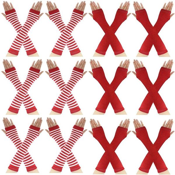 five fingers gloves 12 pairs long fingerless sleeves arm winter striped warmer elbow ength, Blue;gray
five fingers gloves 12 pairs long fingerless sleeves arm winter striped warmer elbow ength, Blue;gray