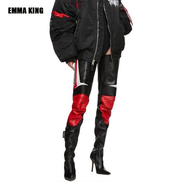 women over the knee boots thin high heel catwalk fashion thigh patckwork shoes lady spring long 2021, Black
women over the knee boots thin high heel catwalk fashion thigh patckwork shoes lady spring long 2021, Black