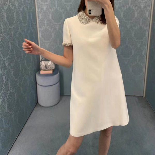 casual dresses brand design women luxury diamond elegant a-line beaded collar black white mini dress autumn short sleeve party clothes e0ys, Black;gray
casual dresses brand design women luxury diamond elegant a-line beaded collar black white mini dress autumn short sleeve party clothes e0ys, Black;gray