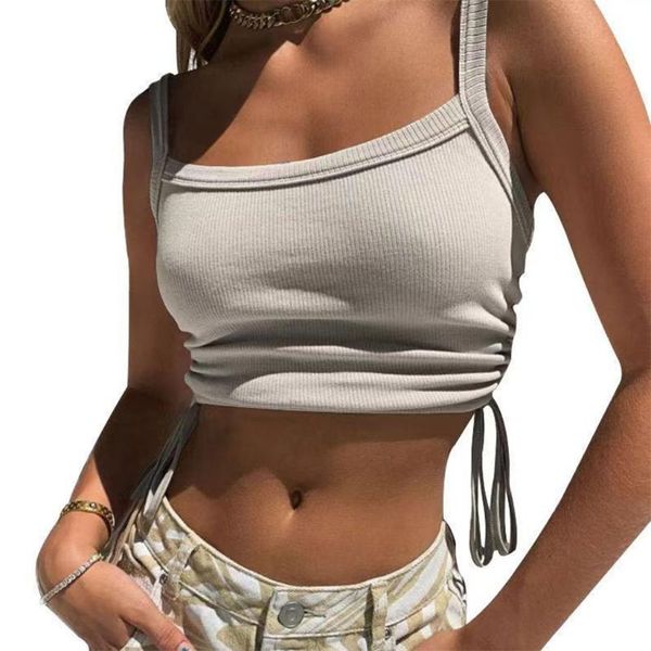 women's tanks & camis q39c women sleeveless crop tank square neck ruched drawstring solid camisole, White
women's tanks & camis q39c women sleeveless crop tank square neck ruched drawstring solid camisole, White