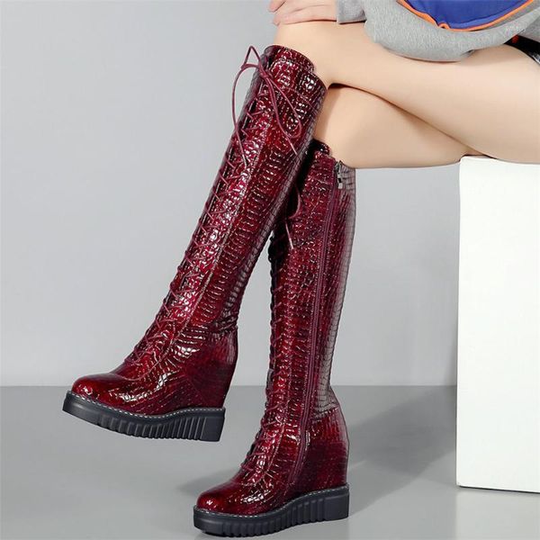 boots winter thigh high pumps shoes women lace up genuine leather knee motorcycle female wedges heel fashion sneakers1, Black
boots winter thigh high pumps shoes women lace up genuine leather knee motorcycle female wedges heel fashion sneakers1, Black