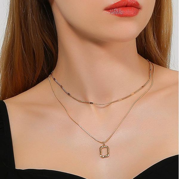 simple metal geometric square pendant necklaces for women gold silver color double layered clavicle chain neck collars jewelry
simple metal geometric square pendant necklaces for women gold silver color double layered clavicle chain neck collars jewelry