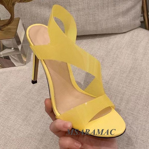 light yellow pvc high heel sandals leather round peep toe dress shoes summer street girl party, Black
light yellow pvc high heel sandals leather round peep toe dress shoes summer street girl party, Black
