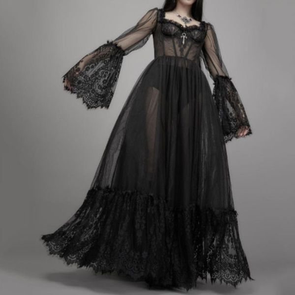 casual dresses rosetic mesh see through lace long dress women gothic vintage flared sleeve elegant party nightclub maxi black 2021, Black;gray
casual dresses rosetic mesh see through lace long dress women gothic vintage flared sleeve elegant party nightclub maxi black 2021, Black;gray