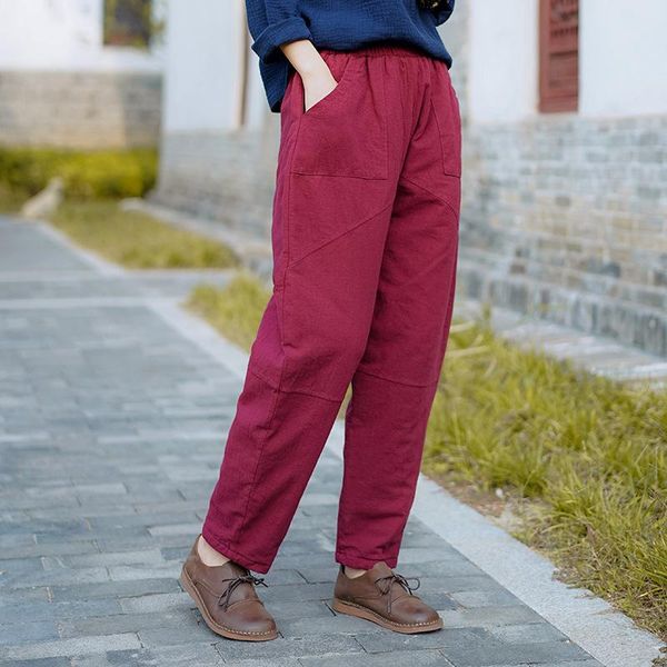 autumn and winter products cotton linen women's literary stitching thin elastic waist casual pants trousers & capris, Black;white
autumn and winter products cotton linen women's literary stitching thin elastic waist casual pants trousers & capris, Black;white