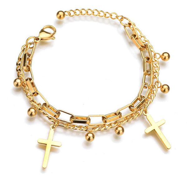 link, chain stainless steel adjustable golden men's women's bracelet religious cross pendant bangles for women valentine's da, Black
link, chain stainless steel adjustable golden men's women's bracelet religious cross pendant bangles for women valentine's da, Black