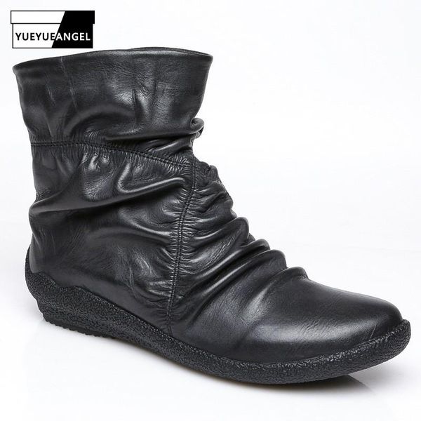 round toe slip on women fashion pleated casual ankle boots thick bottom genuine leather cowhide female black
round toe slip on women fashion pleated casual ankle boots thick bottom genuine leather cowhide female black