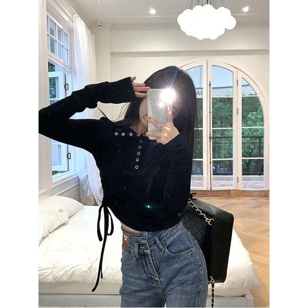 women's t-shirt loose aging high neck drawcord with bottom shirt for women to wear thin long sleeve in autumn and winter, White
women's t-shirt loose aging high neck drawcord with bottom shirt for women to wear thin long sleeve in autumn and winter, White