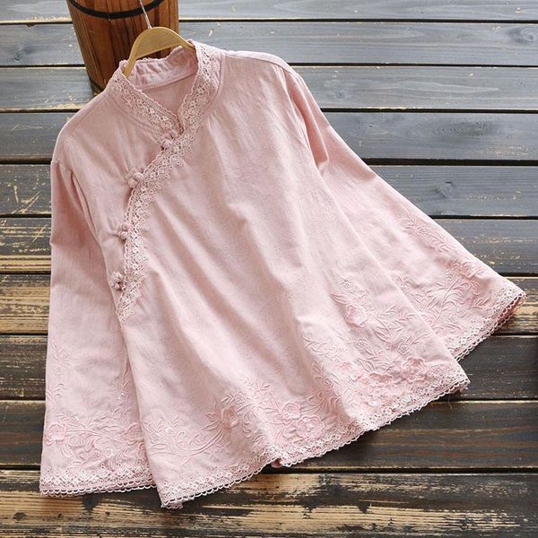 women's blouses & shirts 7384 spring women blouse chinese style cotton and linen embroidery long sleeve stand collar pullover shirt, White
women's blouses & shirts 7384 spring women blouse chinese style cotton and linen embroidery long sleeve stand collar pullover shirt, White