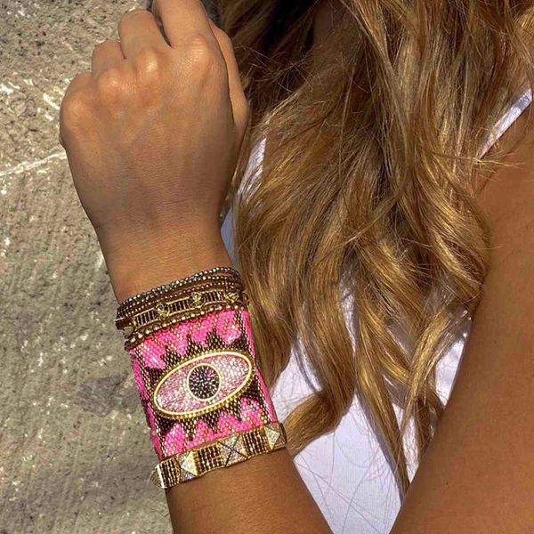 bluestar mexican women bracelet miyuki bead bracelets wide turkish eye pulseras mujer handmade micro pave jewelry, Golden;silver
bluestar mexican women bracelet miyuki bead bracelets wide turkish eye pulseras mujer handmade micro pave jewelry, Golden;silver