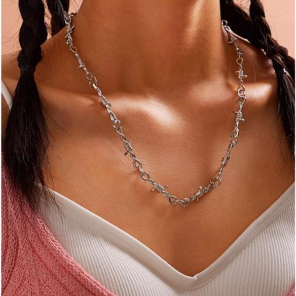 chains creativity minimalist punk metal thorns necklace charm personalized choker fashion dainty jewelry drop, Silver
chains creativity minimalist punk metal thorns necklace charm personalized choker fashion dainty jewelry drop, Silver