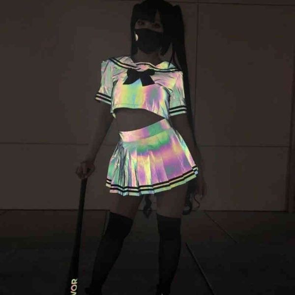 colorful reflective sailor cute girl pleated skirt reflective suit, White
colorful reflective sailor cute girl pleated skirt reflective suit, White