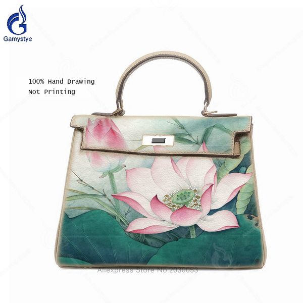 new handmade chinese style lotus painted art handbag genuine leather handbag first layer cowhide shoulder bags casual tote gold
new handmade chinese style lotus painted art handbag genuine leather handbag first layer cowhide shoulder bags casual tote gold