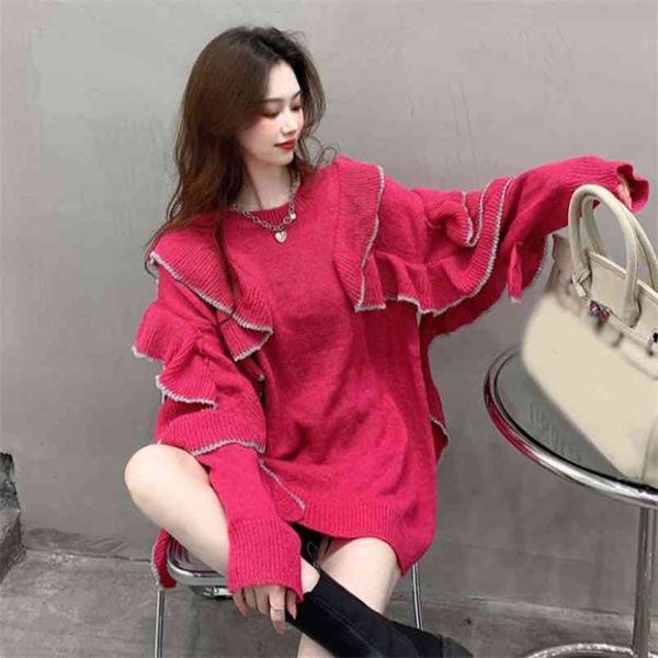 fall ruffled loose temperament outer wear round neck sweater pullover women's clothing uk612 210506, White
fall ruffled loose temperament outer wear round neck sweater pullover women's clothing uk612 210506, White