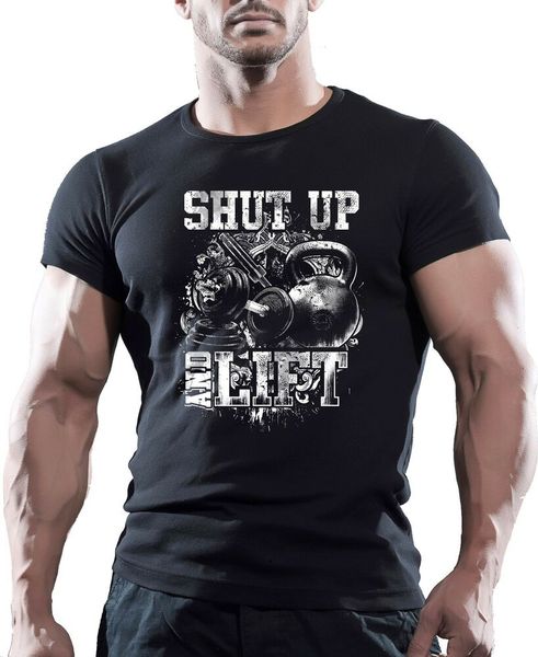 shut up and lift - men's cotton bodybuilding gym workout motivation t shirt tee, White;black
shut up and lift - men's cotton bodybuilding gym workout motivation t shirt tee, White;black