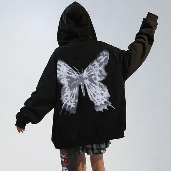 women's hoodies & sweatshirts y2k aesthetic women hip hop butterfly printed zip-up jacket female goth harajuku grunge punk streetwear c, Black
women's hoodies & sweatshirts y2k aesthetic women hip hop butterfly printed zip-up jacket female goth harajuku grunge punk streetwear c, Black