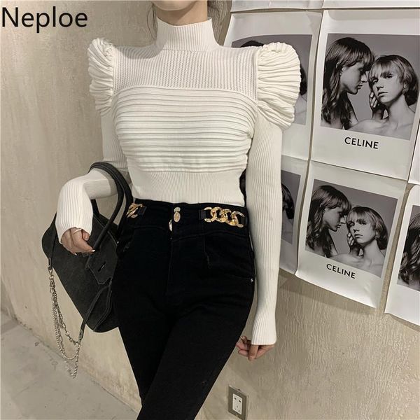 women's sweaters neploe knit pullovers turtleneck slim pleated for women elegant puff sleeve white jumper fall clothes pull femme, White;black
women's sweaters neploe knit pullovers turtleneck slim pleated for women elegant puff sleeve white jumper fall clothes pull femme, White;black