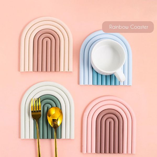 mats & pads silicone removable rainbow coasters heat insulated cup mat anti slip placemat home decor kitchen accessories for pot plate
mats & pads silicone removable rainbow coasters heat insulated cup mat anti slip placemat home decor kitchen accessories for pot plate