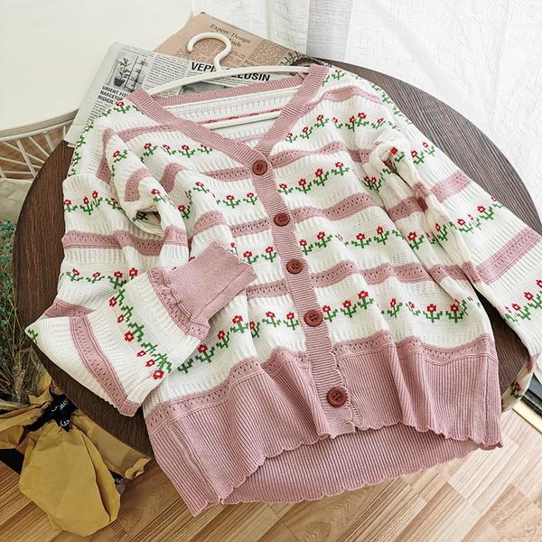 women's knits & tees woherb korean elegant v neck women thin cardigans 2021 chic vintage floral jacquard sueter mujer sweet cute knit s, White
women's knits & tees woherb korean elegant v neck women thin cardigans 2021 chic vintage floral jacquard sueter mujer sweet cute knit s, White