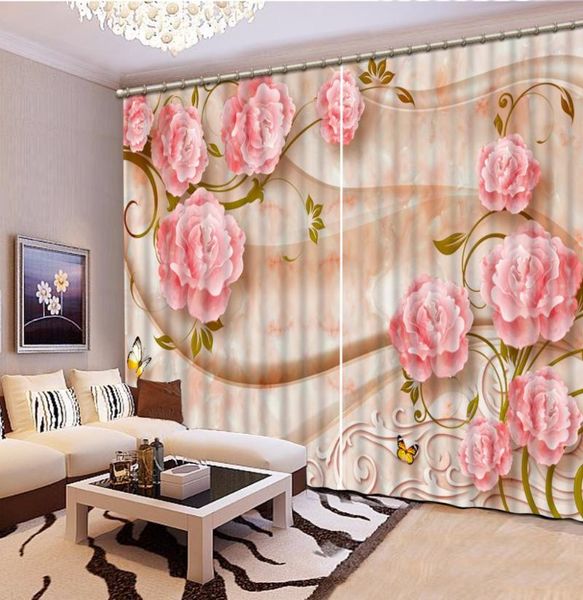 curtain & drapes 3d curtains for bedroom marble flowers blackout living room modern window decoration