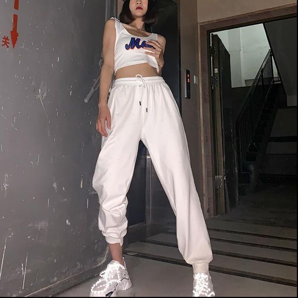 fashion jogging loose elastic womens capri waist sport drawstring trousers plus size casual streetwear cargo, Black;white
fashion jogging loose elastic womens capri waist sport drawstring trousers plus size casual streetwear cargo, Black;white