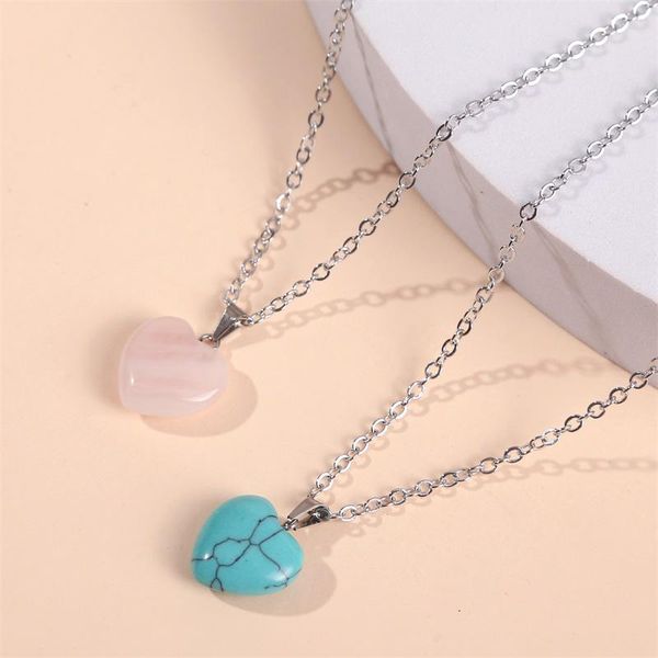 pendant necklaces fashion simple female heart shape pink green natural stone pendants for women silver color metal o-chain necklace
pendant necklaces fashion simple female heart shape pink green natural stone pendants for women silver color metal o-chain necklace