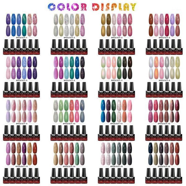 t-tiao club 6pcs uv gel polish glitter sequins platinum soak off 6ml shiny shimmer varnish semi permanent nail1, Red;pink
t-tiao club 6pcs uv gel polish glitter sequins platinum soak off 6ml shiny shimmer varnish semi permanent nail1, Red;pink