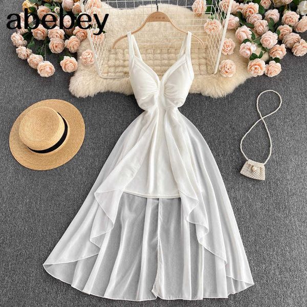women korean strap dress sleeveless v neck party dresses summer off shoulder irregular chiffon beach sundress 210715, Black;gray
women korean strap dress sleeveless v neck party dresses summer off shoulder irregular chiffon beach sundress 210715, Black;gray