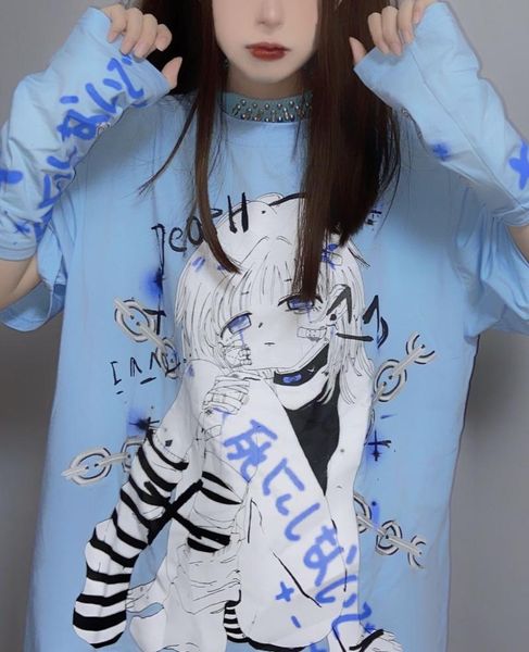 women's t-shirt y2k japanese girl harajuku anime sleeve set kawaii women college style oversized print sweet letter streetwear top, White
women's t-shirt y2k japanese girl harajuku anime sleeve set kawaii women college style oversized print sweet letter streetwear top, White