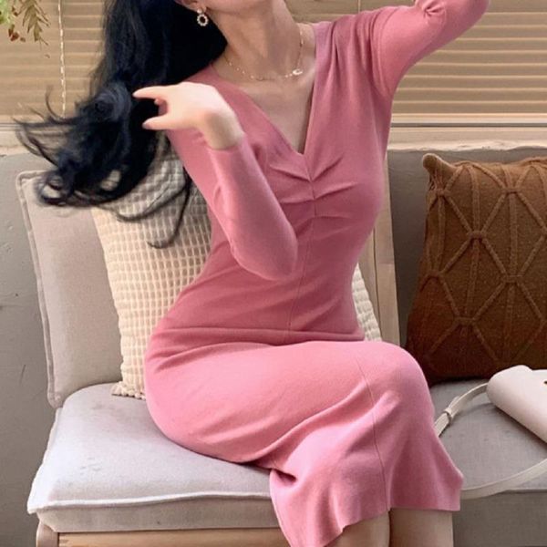 casual dresses folds knitted slim midi autumn winter fashion long sleeve sweater bottomed bodycon dress 2021 vestido de mujer, Black;gray
casual dresses folds knitted slim midi autumn winter fashion long sleeve sweater bottomed bodycon dress 2021 vestido de mujer, Black;gray