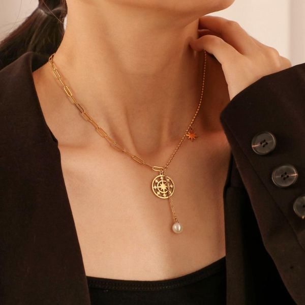 chains 2021european and american jewelry creative compass six-pointed star pearl pendant fashion short necklace women, Silver
chains 2021european and american jewelry creative compass six-pointed star pearl pendant fashion short necklace women, Silver