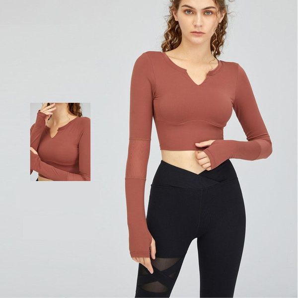 yoga outfit mesh v-neck sports shirts with padded women fitness long sleeve blouse crop gym quick dry wear
yoga outfit mesh v-neck sports shirts with padded women fitness long sleeve blouse crop gym quick dry wear