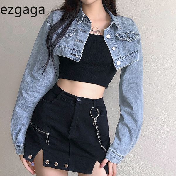 ezgaga jean jacket women long sleeve extra short patchwork pocket single breasted female denim clothes casual streetwear 210430, Black;brown
ezgaga jean jacket women long sleeve extra short patchwork pocket single breasted female denim clothes casual streetwear 210430, Black;brown