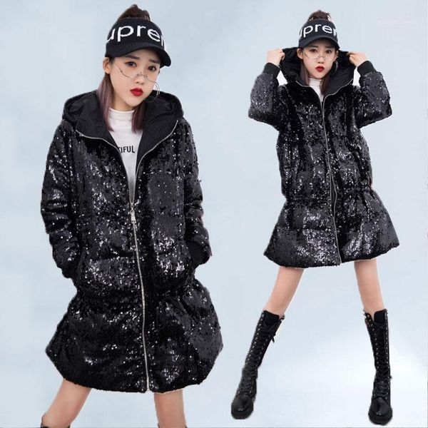 winter european loose warm thickening sequin cotton jacket woman fashion fishtail hem drawstring women coat slim streetwear, Black
winter european loose warm thickening sequin cotton jacket woman fashion fishtail hem drawstring women coat slim streetwear, Black