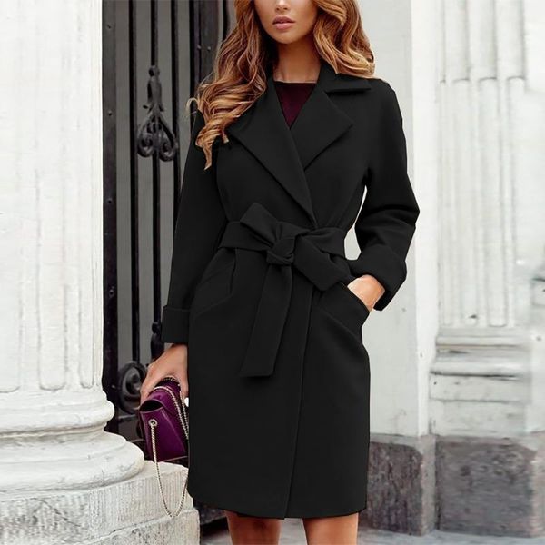 women's wool & blends profileicc2021 winter woolen coat elegant lapel long bathrobe bandage urban business clothing long-sleeved, Black
women's wool & blends profileicc2021 winter woolen coat elegant lapel long bathrobe bandage urban business clothing long-sleeved, Black