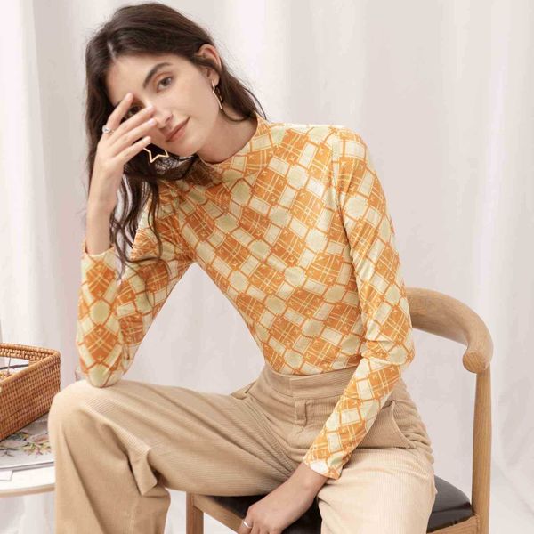 women's t-shirt velvet print slim half-height collar long sleeve t-shirt women's bottoming shirt wiax, White
women's t-shirt velvet print slim half-height collar long sleeve t-shirt women's bottoming shirt wiax, White