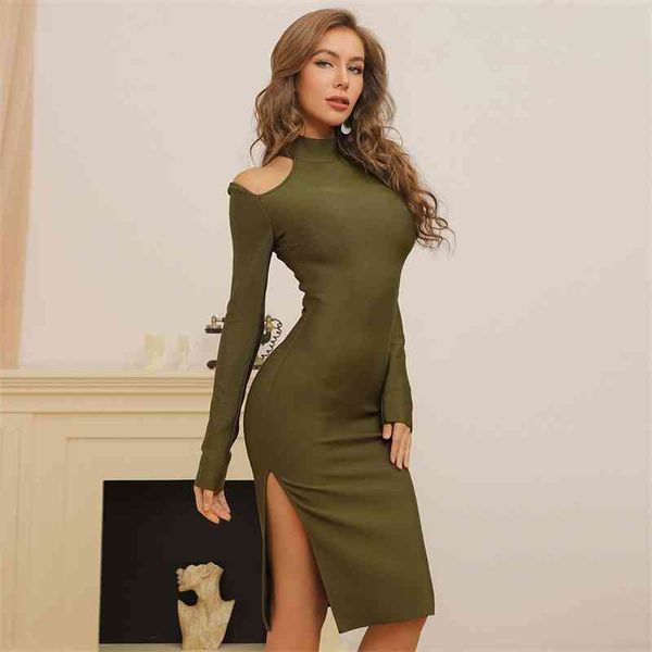 arrival women designer army green midi bandage dress ladies elegant long sleeve split bodycon party vestido 210527, Black;gray
arrival women designer army green midi bandage dress ladies elegant long sleeve split bodycon party vestido 210527, Black;gray