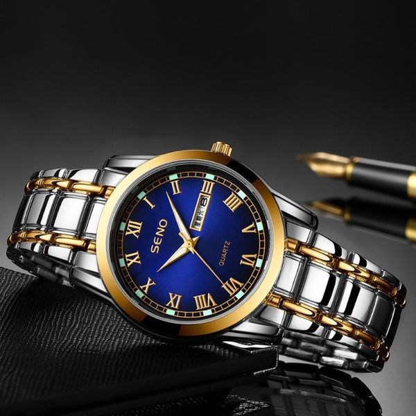 wristwatches men's sports watch business luminous fashion quartz waterproof dual calendar clock stainless steel band, Slivery;brown
wristwatches men's sports watch business luminous fashion quartz waterproof dual calendar clock stainless steel band, Slivery;brown