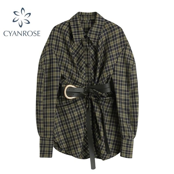 spring long plaid shirt women casual sleeve pocket button up collared oversize female with belt fashion clothes 210515, White
spring long plaid shirt women casual sleeve pocket button up collared oversize female with belt fashion clothes 210515, White